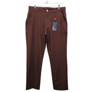 Maelreg Mens ProFlex Chino  Pants Size 34x30 Brown Slim Fit Trousers